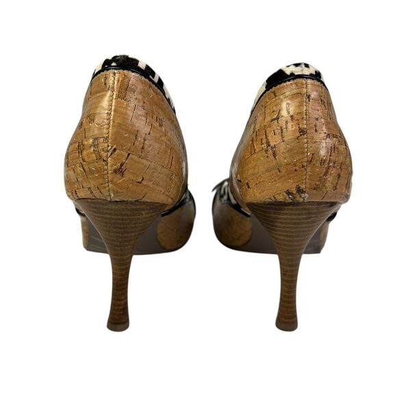 Naughty Monkey High Heel Shoes Womens Size 6.5 Cork Animal Fur - Picture 3 of 11